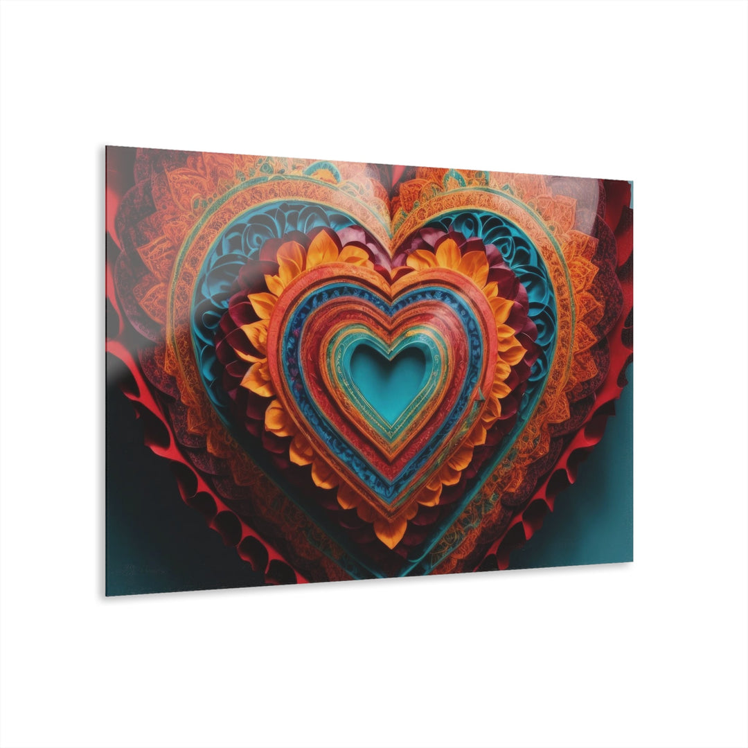 Intricate Layered Heart - Acrylic Prints (French Cleat Hanging) - Home Decor - g(0D·IO) - 36" x 24" (Horizontal) - 0.25'' -