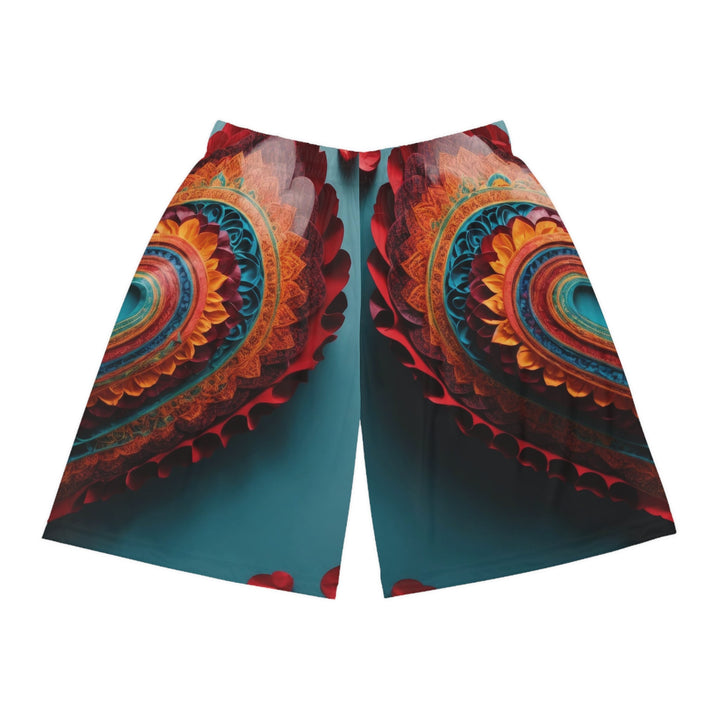 Intricate Layered Heart - AOP Basketball Shorts - All Over Prints - g(0D·IO) - Seam thread color automatically matched to design - XS -