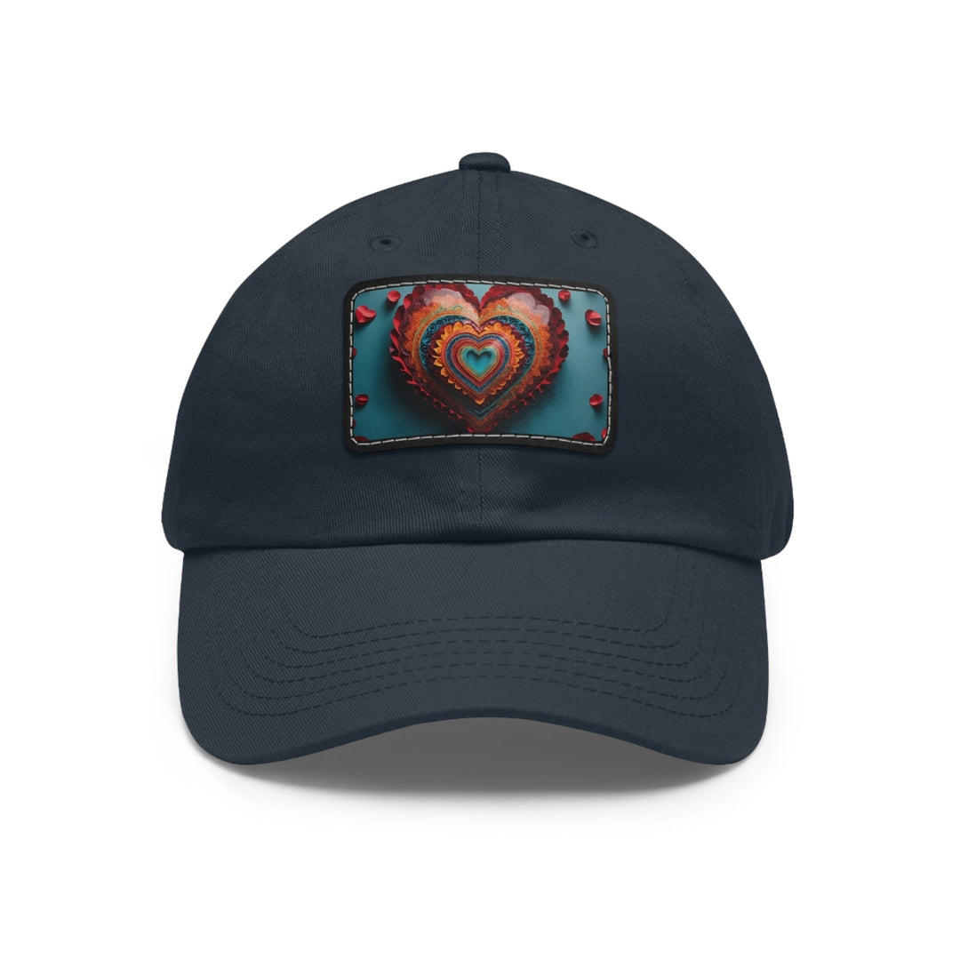 Intricate Layered Heart - Dad Hat - Hats - g(0D·IO) - Navy / Black patch - Rectangle - One size