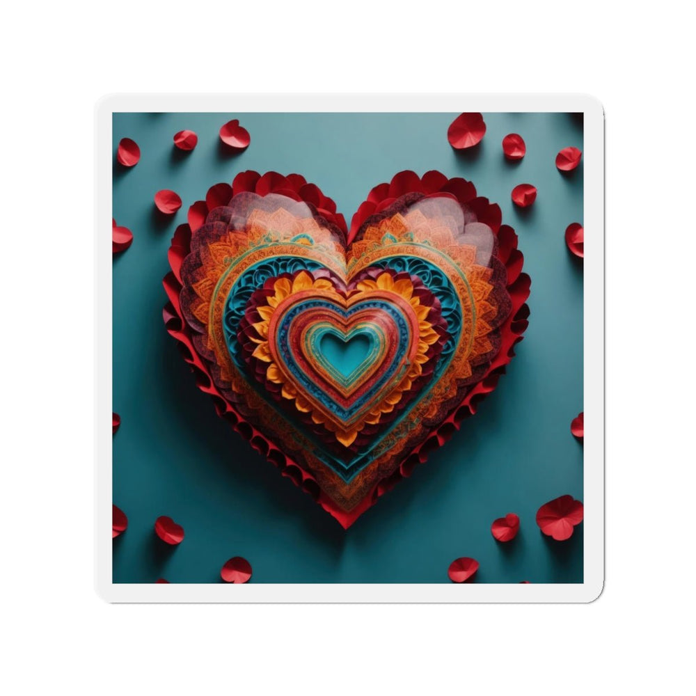 Intricate Layered Heart - Die-cut Magnet - Home Decor - g(0D·IO) - 3" x 3" - Die-Cut - 1 pc