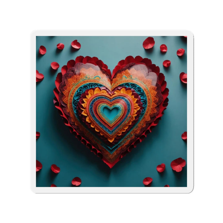 Intricate Layered Heart - Die-cut Magnet - Home Decor - g(0D·IO) - 4" x 4" - Die-Cut - 1 pc