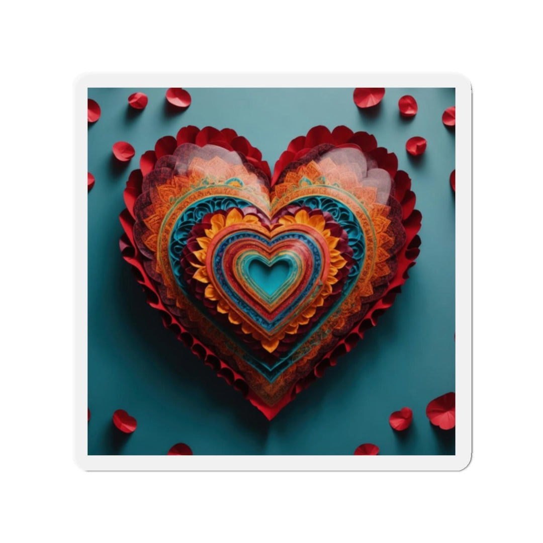 Intricate Layered Heart - Die-cut Magnet - Home Decor - g(0D·IO) - 2" x 2" - Die-Cut - 1 pc