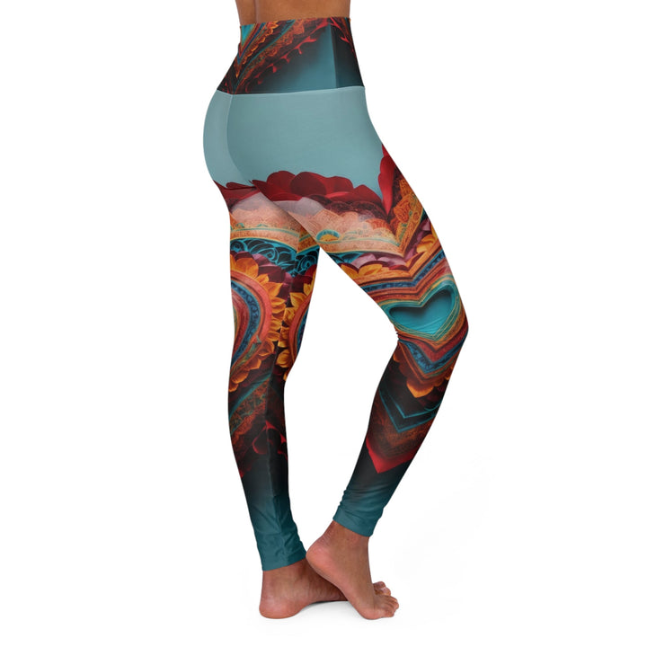 Intricate Layered Heart - High Waisted AOP Yoga Leggings - All Over Prints - g(0D·IO) - XS - -