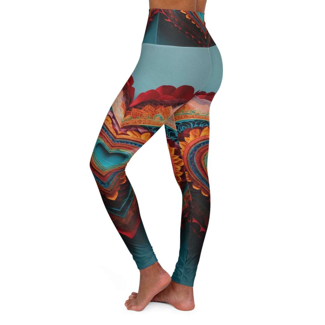 Intricate Layered Heart - High Waisted AOP Yoga Leggings - All Over Prints - g(0D·IO) - XS - -