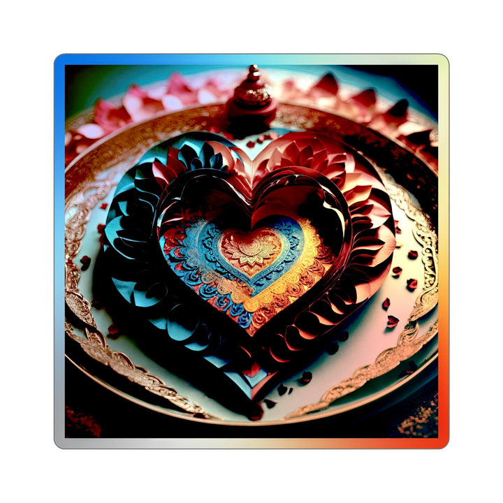 Intricate Layered Heart - Holographic Die-Cut Sticker - Paper products - g(0D·IO) - 3" × 3" - Die-Cut - Holographic