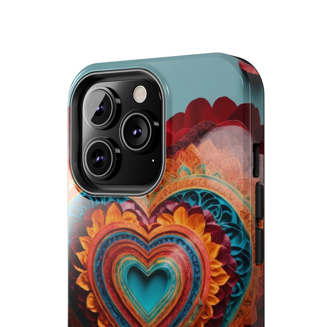 Intricate Layered Heart - Tough Phone Case - Phone Case - g(0D·IO) - iPhone 13 Mini - -