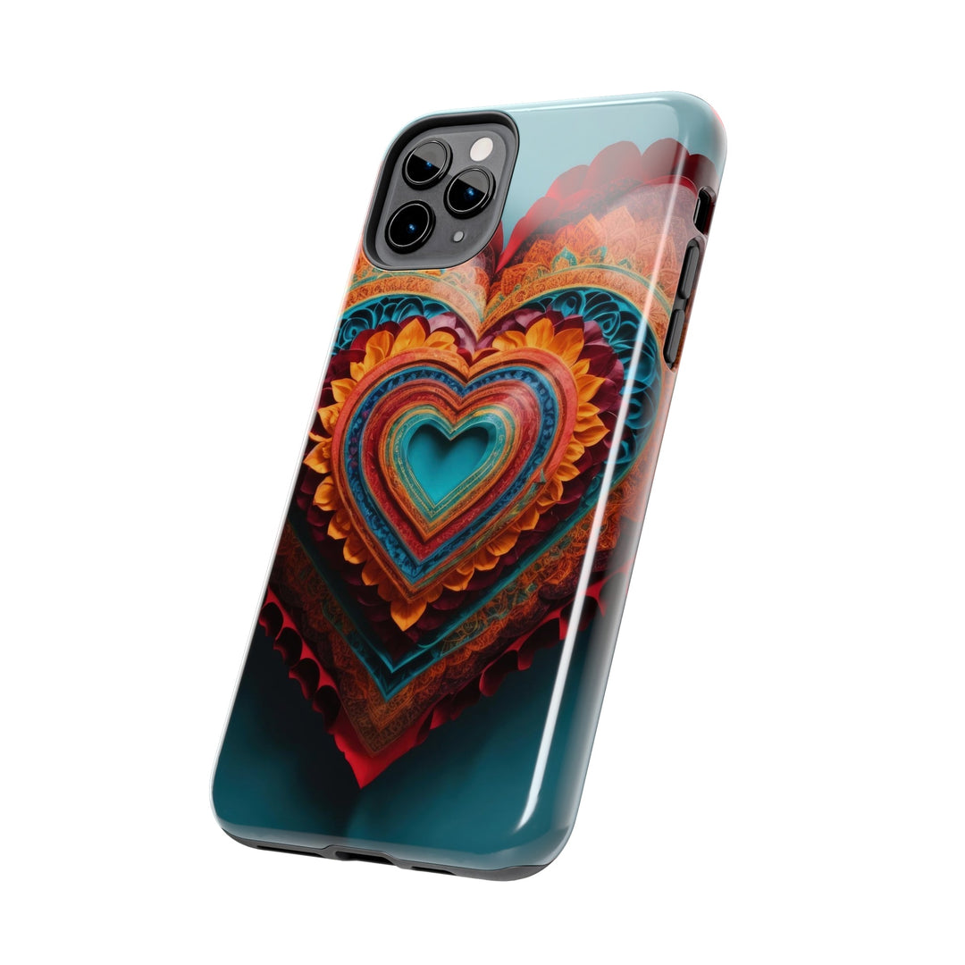 Intricate Layered Heart - Tough Phone Case - Phone Case - g(0D·IO) - iPhone 13 Mini - -