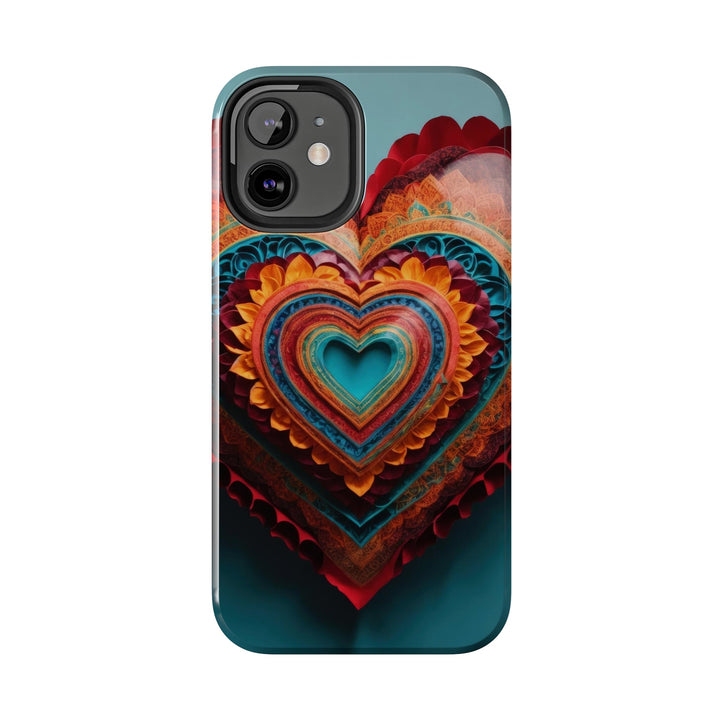 Intricate Layered Heart - Tough Phone Case - Phone Case - g(0D·IO) - iPhone 13 Mini - -