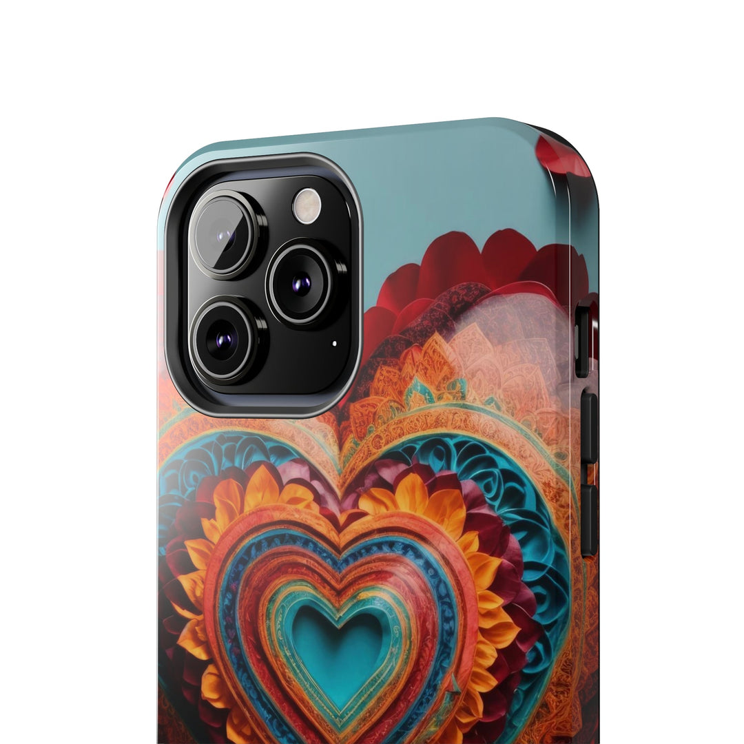 Intricate Layered Heart - Tough Phone Case - Phone Case - g(0D·IO) - iPhone 13 Mini - -