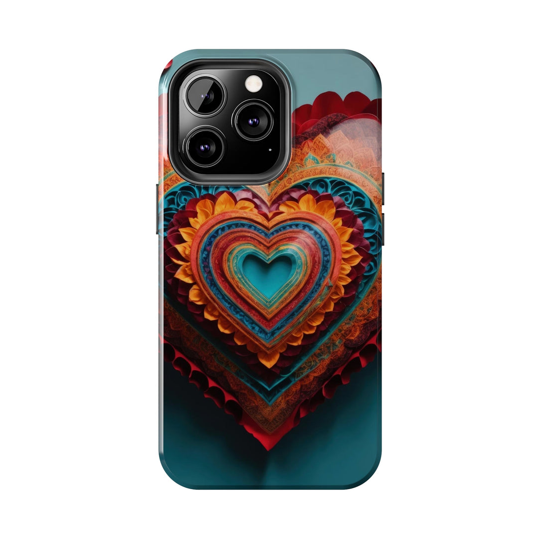 Intricate Layered Heart - Tough Phone Case - Phone Case - g(0D·IO) - iPhone 13 Mini - -