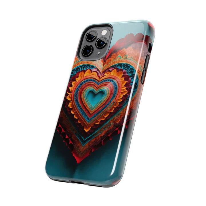 Intricate Layered Heart - Tough Phone Case - Phone Case - g(0D·IO) - iPhone 13 Mini - -