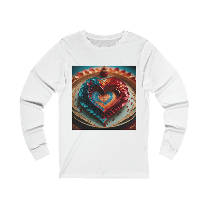 Intricate Layered Heart - Unisex Jersey Long Sleeve Tee - Long-sleeve - g(0D·IO) - S - White -