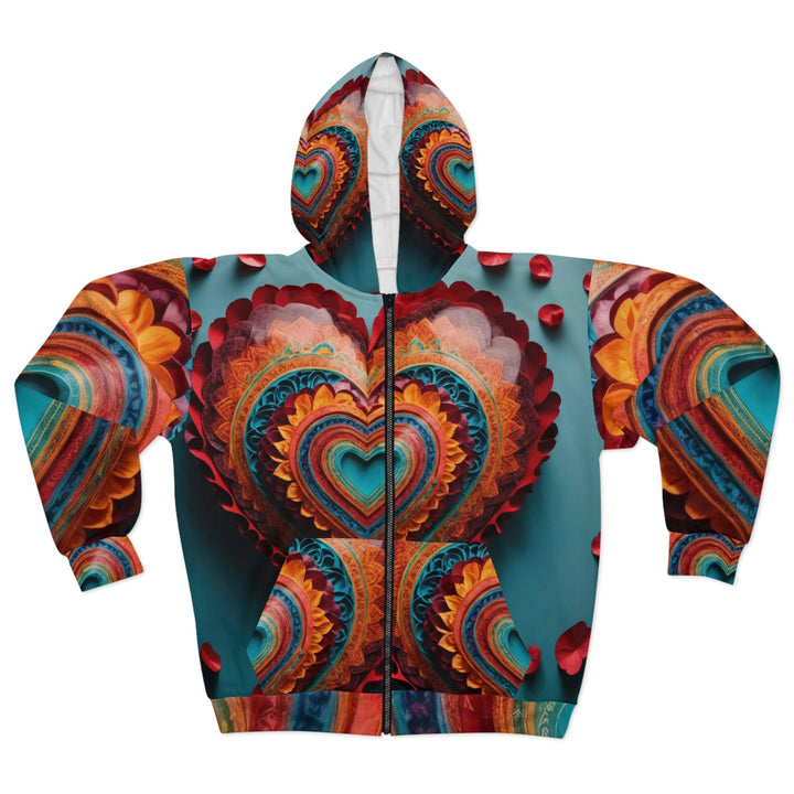 Intricate Layered Heart - Unisex Zip Hoodie - All Over Prints - g(0D·IO) - XS - -