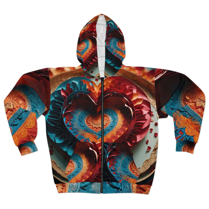 Intricate Layered Heart - Unisex Zip Hoodie - All Over Prints - g(0D·IO) - XS - -