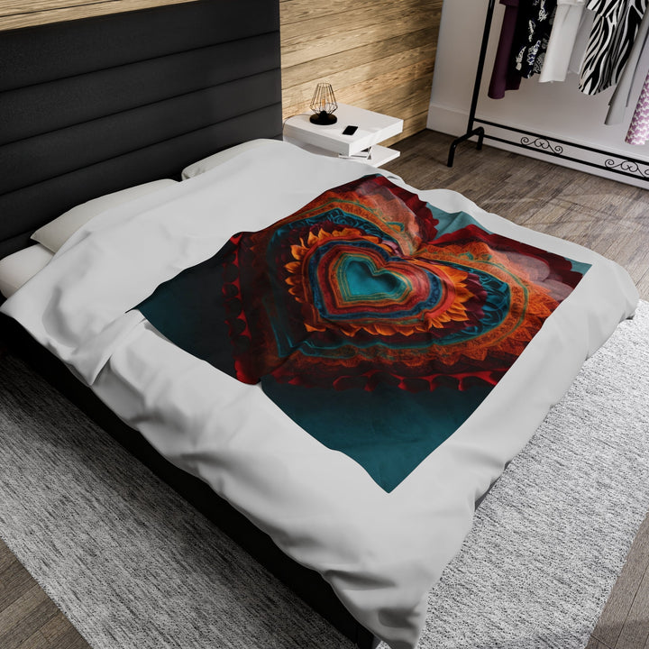 Intricate Layered Heart - Velveteen Plush Blanket - All Over Prints - g(0D·IO) - 30" × 40" - -