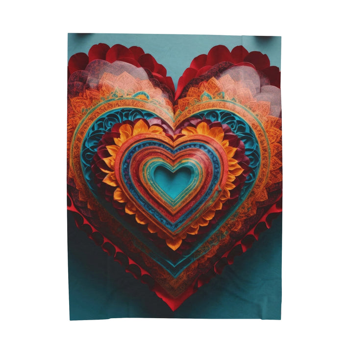 Intricate Layered Heart - Velveteen Plush Blanket - All Over Prints - g(0D·IO) - 60" × 80" - -