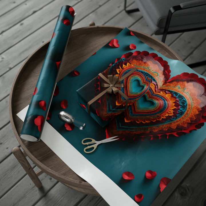 Intricate Layered Heart - Wrapping Paper - Home Decor - g(0D·IO) - 30'' x 72'' - Matte -
