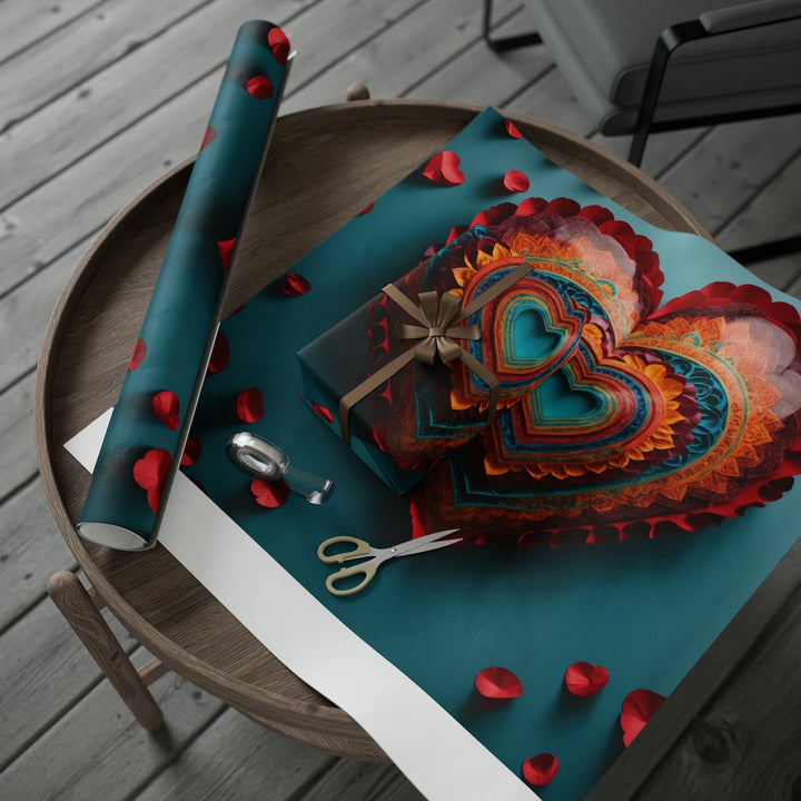 Intricate Layered Heart - Wrapping Paper - Home Decor - g(0D·IO) - 30'' x 72'' - Matte -