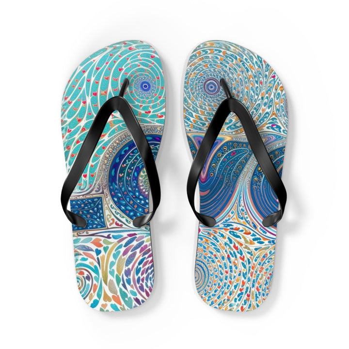 Intricate Love Mandala - Flip Flops - Shoes - g(0D·IO) - L - Black sole -