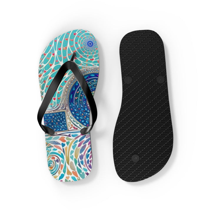 Intricate Love Mandala - Flip Flops - Shoes - g(0D·IO) - XL - Black sole -