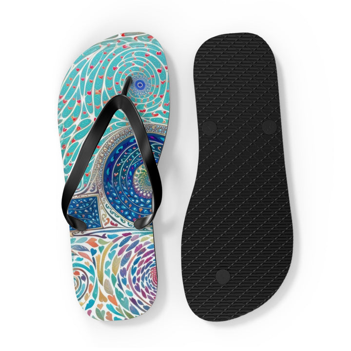 Intricate Love Mandala - Flip Flops - Shoes - g(0D·IO) - XL - Black sole -