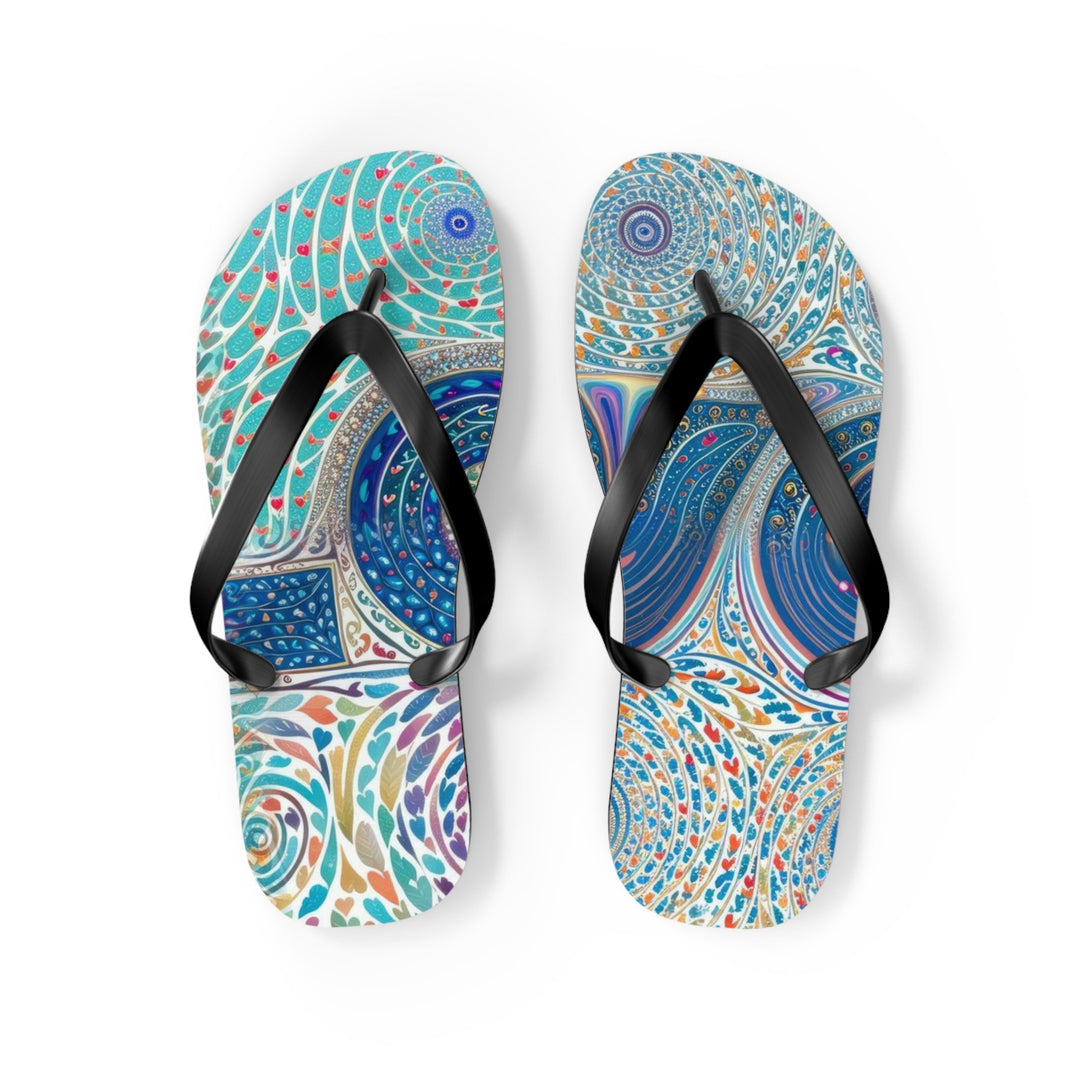 Intricate Love Mandala - Flip Flops - Shoes - g(0D·IO) - M - Black sole -