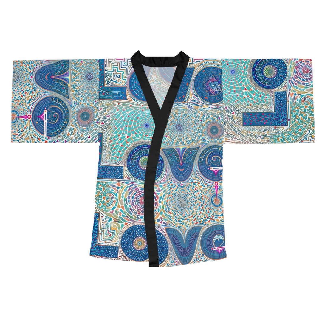 Intricate Love Mandala - Long Sleeve Kimono Robe - All Over Prints - g(0D·IO) - XS - Black -