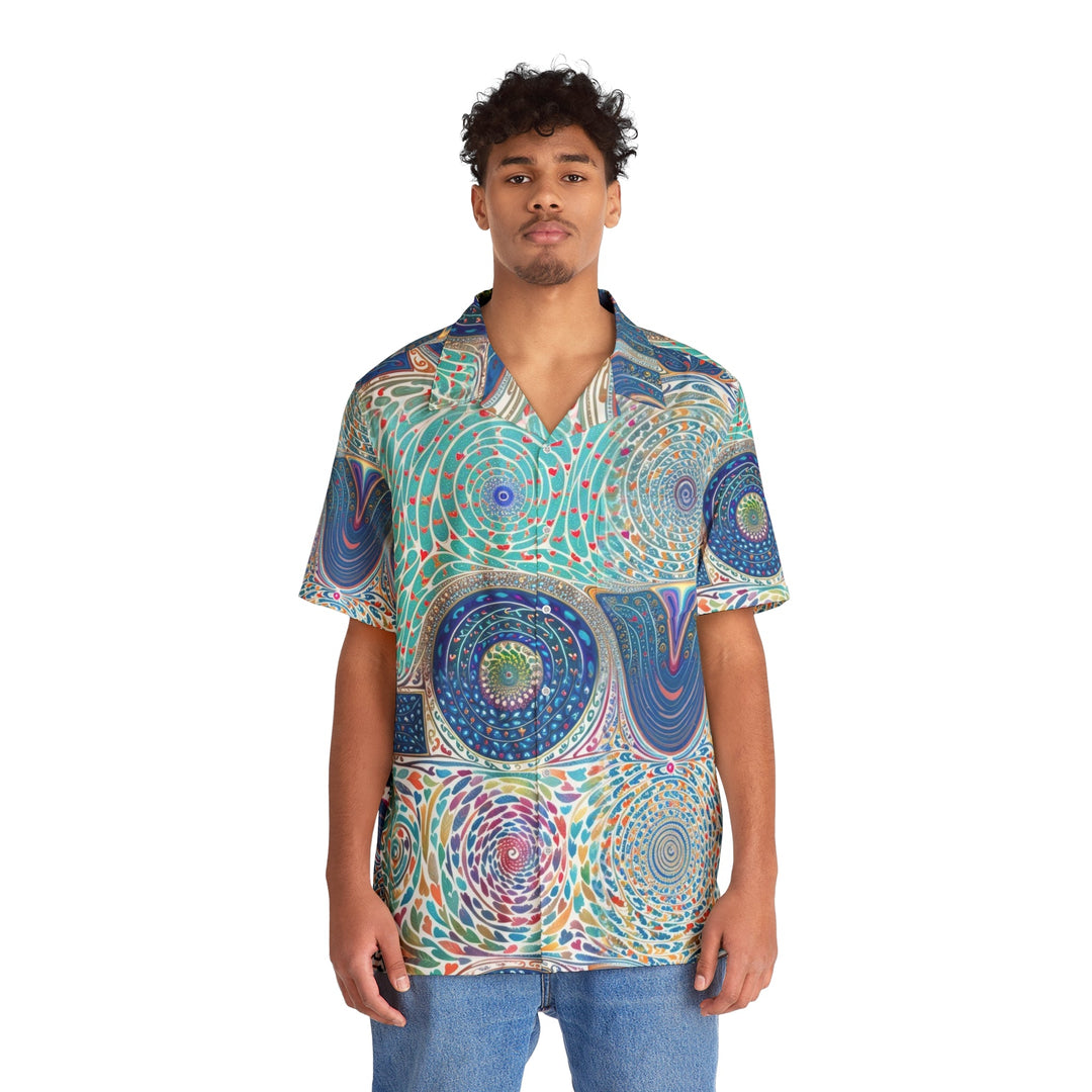 Intricate Love Mandala - Men's Hawaiian Shirt - All Over Prints - g(0D·IO) - S - Black -