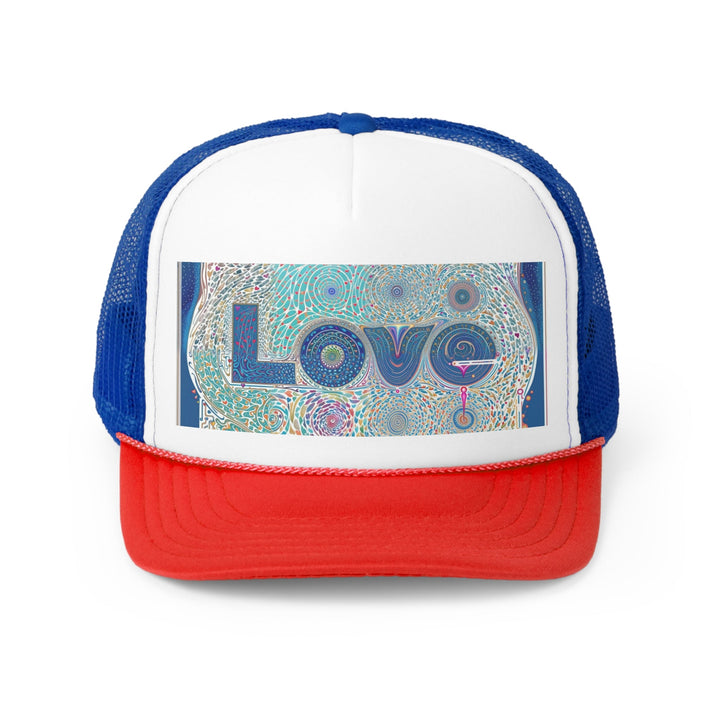 Intricate Love Mandala - Trucker Hat - Hats - g(0D·IO) - Blue/Red - One size -