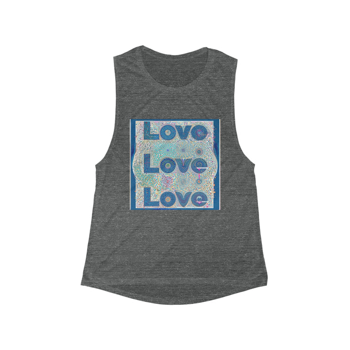 Intricate Love Mandala - Women's Flowy Scoop Muscle Tank - Tank Top - g(0D·IO) - S - Asphalt Slub -