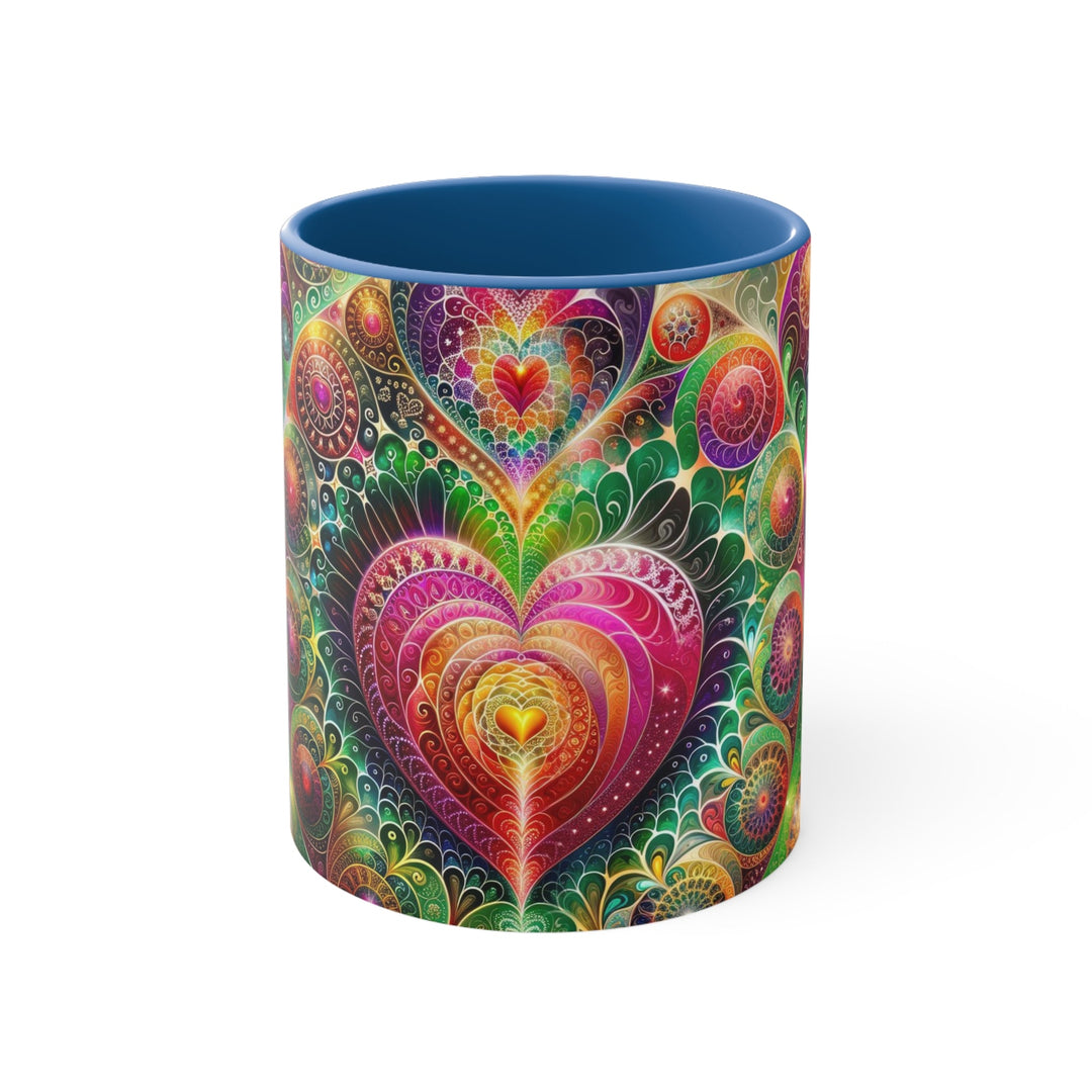 Kaleidoscopic Heart Symphony - Accent Coffee Mug - Mug - g(0D·IO) - Blue - 11oz -