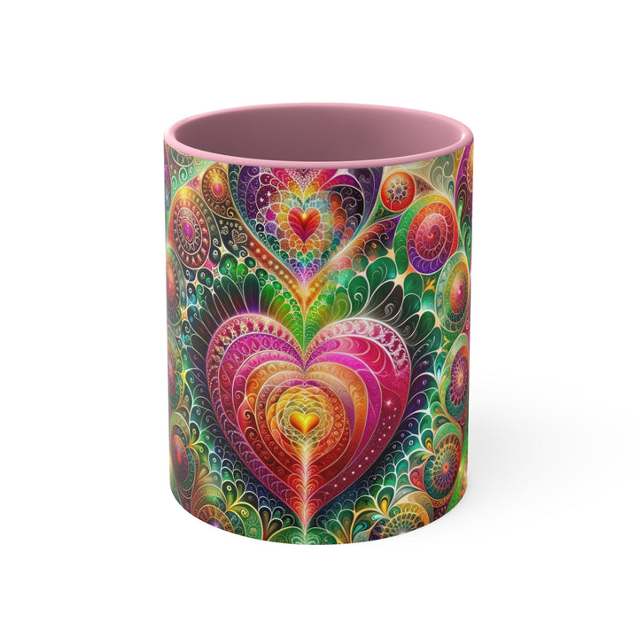 Kaleidoscopic Heart Symphony - Accent Coffee Mug - Mug - g(0D·IO) - Pink - 11oz -