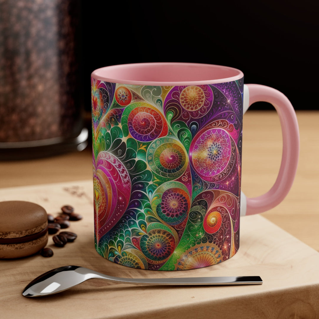 Kaleidoscopic Heart Symphony - Accent Coffee Mug - Mug - g(0D·IO) - Pink - 11oz -