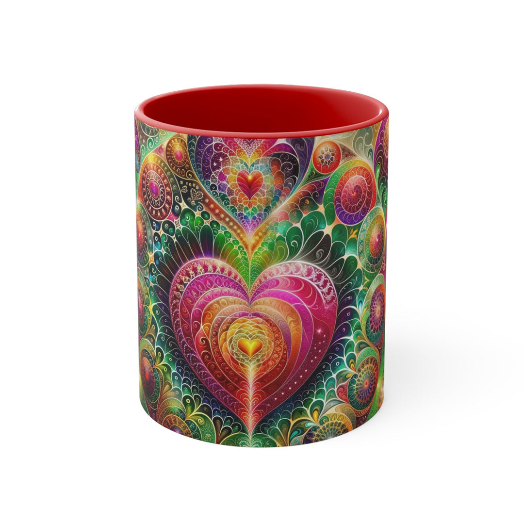 Kaleidoscopic Heart Symphony - Accent Coffee Mug - Mug - g(0D·IO) - Red - 11oz -