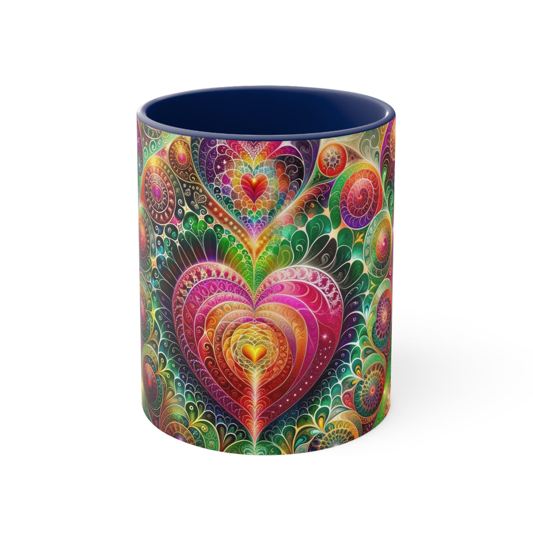 Kaleidoscopic Heart Symphony - Accent Coffee Mug - Mug - g(0D·IO) - Navy - 11oz -