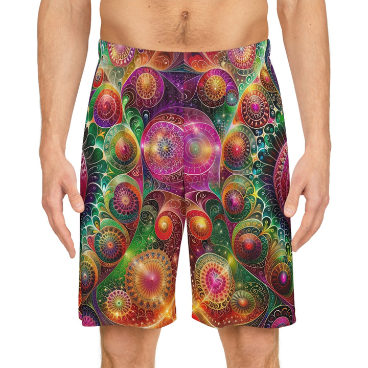 Kaleidoscopic Heart Symphony - AOP Basketball Shorts - All Over Prints - g(0D·IO) - Seam thread color automatically matched to design - XS -