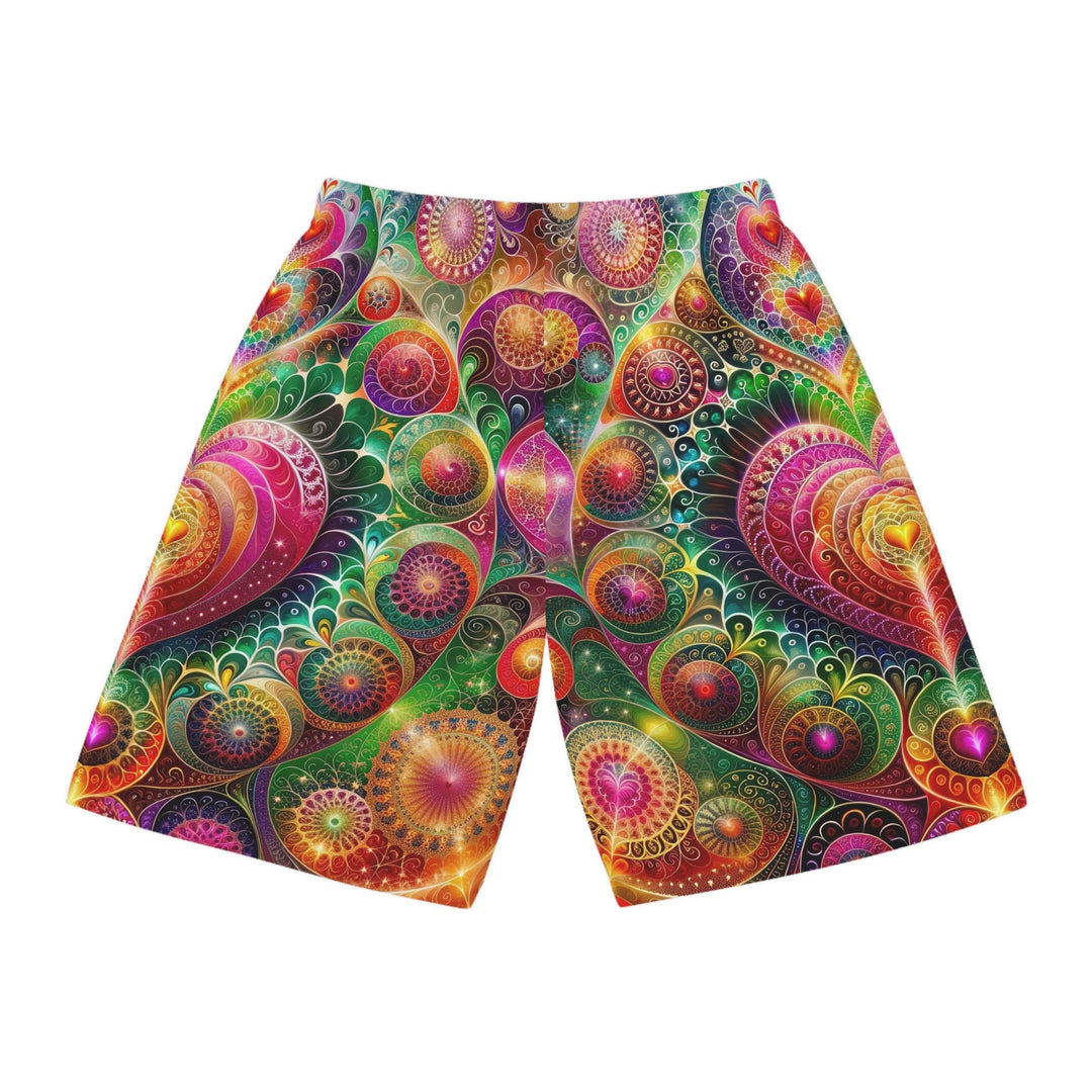 Kaleidoscopic Heart Symphony - AOP Basketball Shorts - All Over Prints - g(0D·IO) - Seam thread color automatically matched to design - XS -