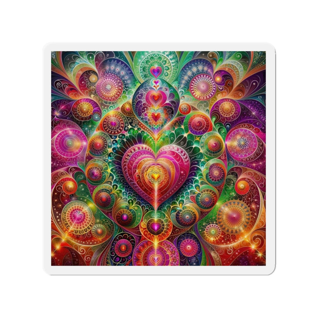 Kaleidoscopic Heart Symphony - Die-cut Magnet - Home Decor - g(0D·IO) - 2" x 2" - Die-Cut - 1 pc
