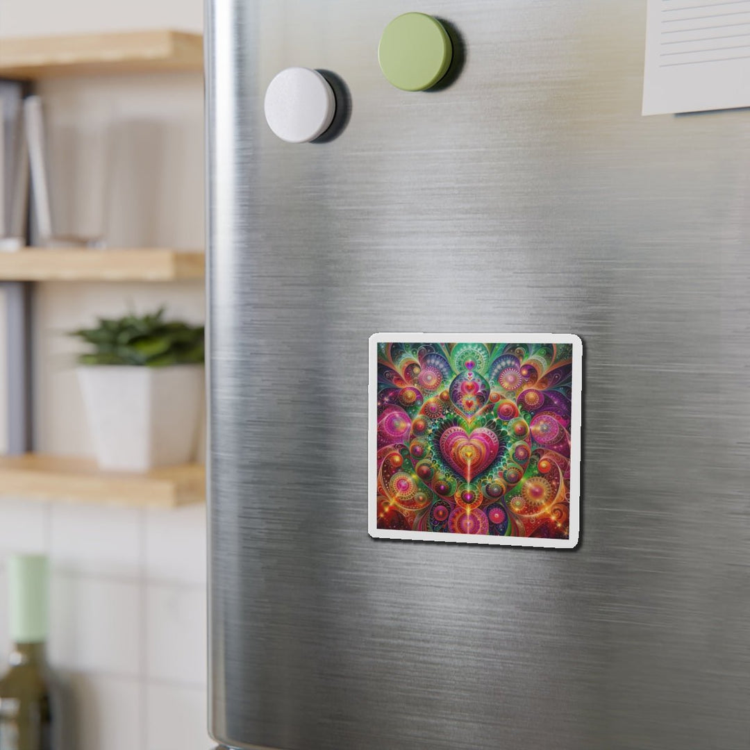 Kaleidoscopic Heart Symphony - Die-cut Magnet - Home Decor - g(0D·IO) - 6 × 6" - Die-Cut - 1 pc
