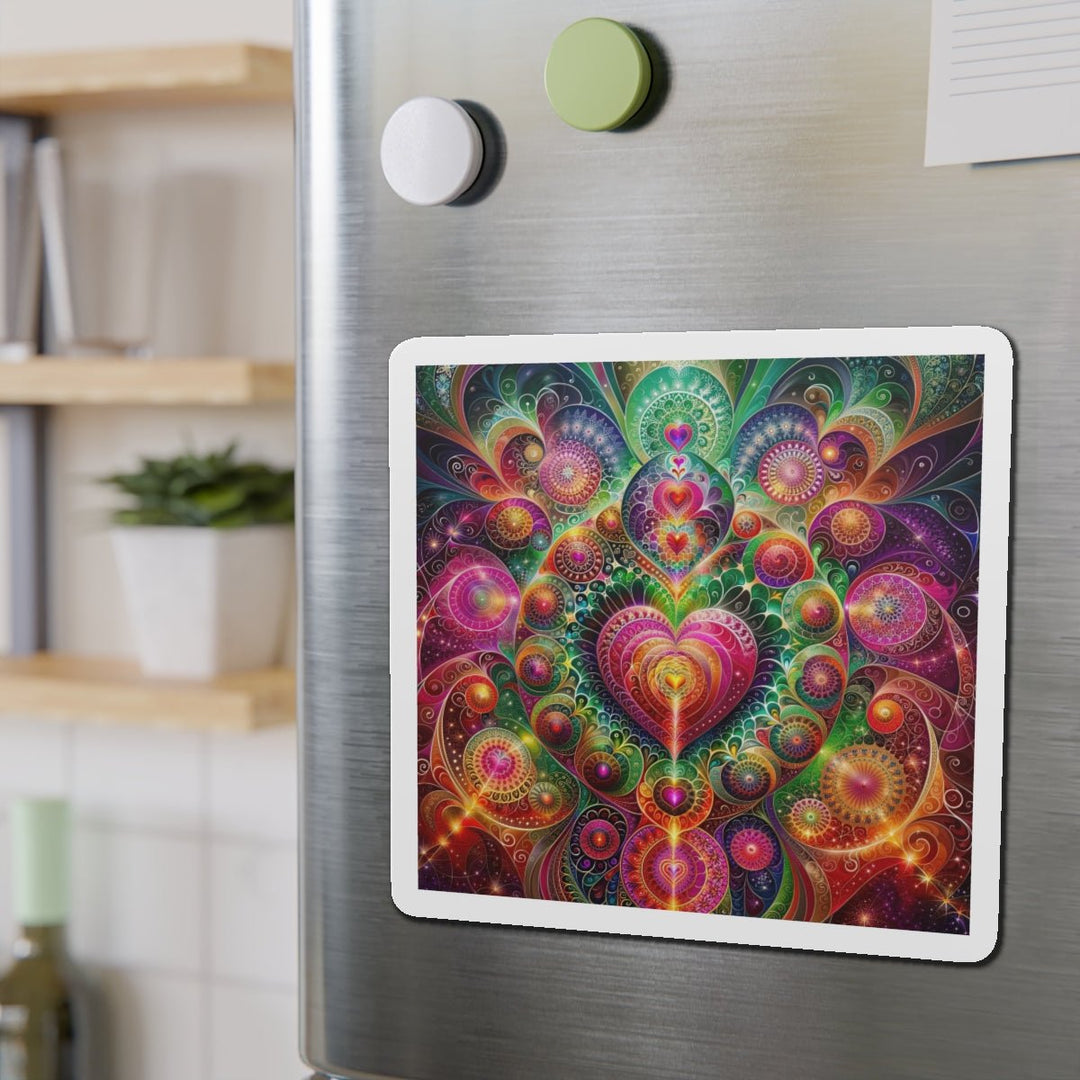 Kaleidoscopic Heart Symphony - Die-cut Magnet - Home Decor - g(0D·IO) - 6 × 6" - Die-Cut - 1 pc