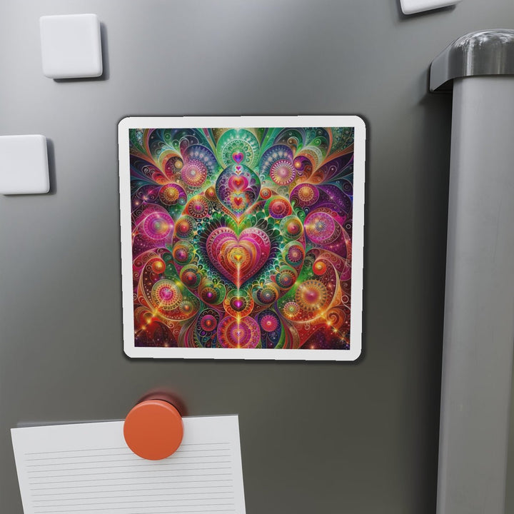 Kaleidoscopic Heart Symphony - Die-cut Magnet - Home Decor - g(0D·IO) - 6 × 6" - Die-Cut - 1 pc
