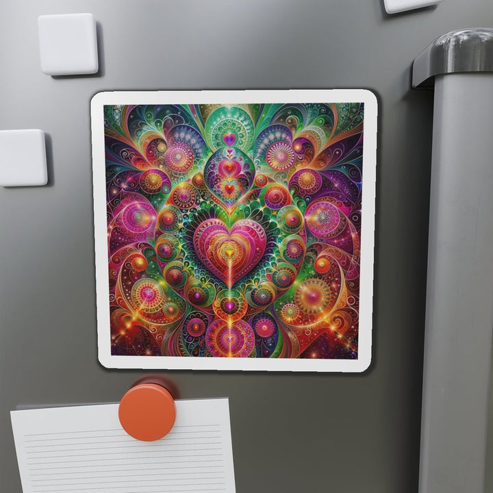 Kaleidoscopic Heart Symphony - Die-cut Magnet - Home Decor - g(0D·IO) - 6 × 6" - Die-Cut - 1 pc