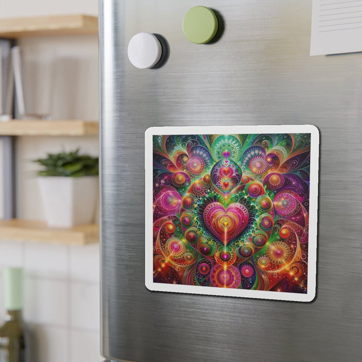 Kaleidoscopic Heart Symphony - Die-cut Magnet - Home Decor - g(0D·IO) - 6 × 6" - Die-Cut - 1 pc