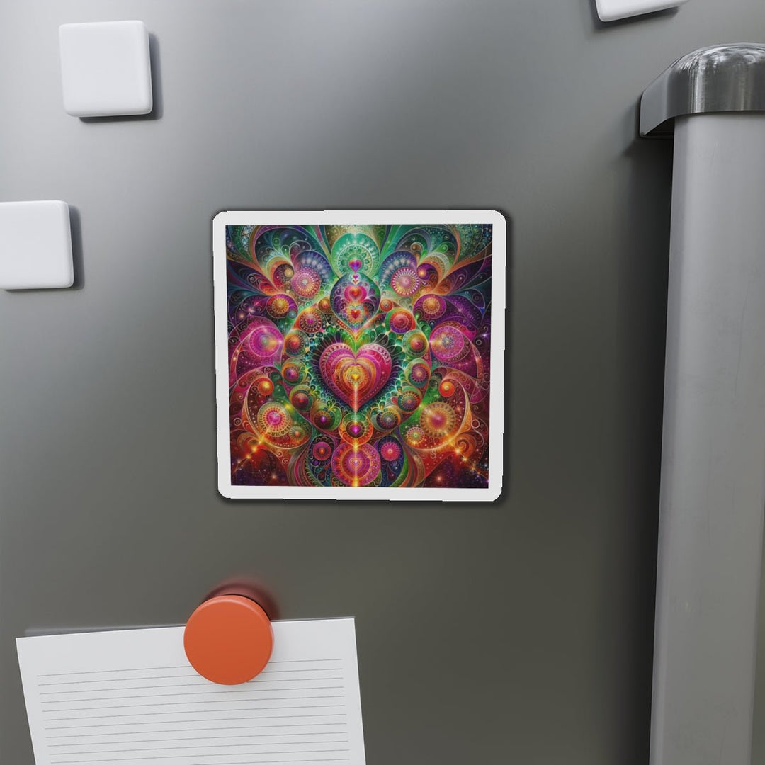Kaleidoscopic Heart Symphony - Die-cut Magnet - Home Decor - g(0D·IO) - 6 × 6" - Die-Cut - 1 pc