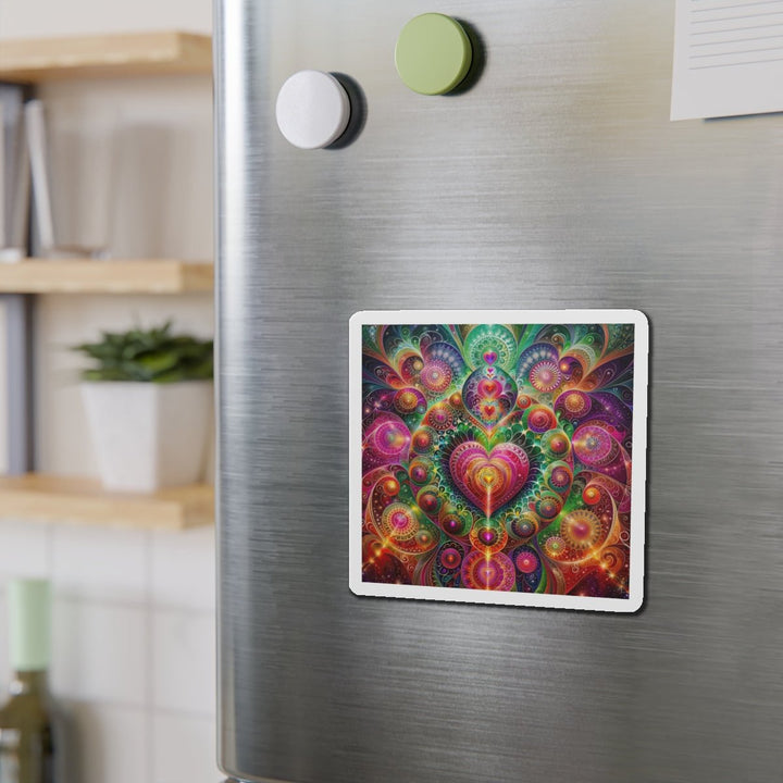 Kaleidoscopic Heart Symphony - Die-cut Magnet - Home Decor - g(0D·IO) - 6 × 6" - Die-Cut - 1 pc