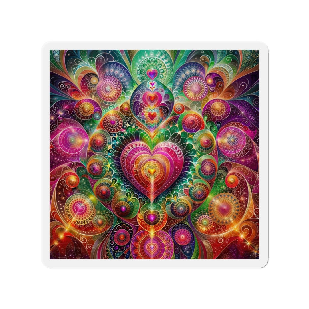 Kaleidoscopic Heart Symphony - Die-cut Magnet - Home Decor - g(0D·IO) - 3" x 3" - Die-Cut - 1 pc