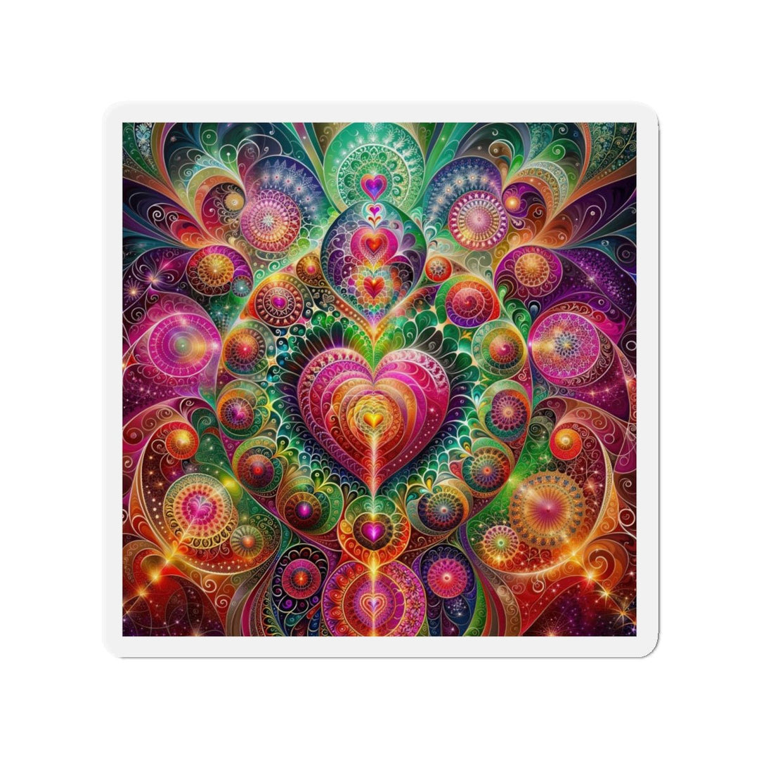 Kaleidoscopic Heart Symphony - Die-cut Magnet - Home Decor - g(0D·IO) - 4" x 4" - Die-Cut - 1 pc