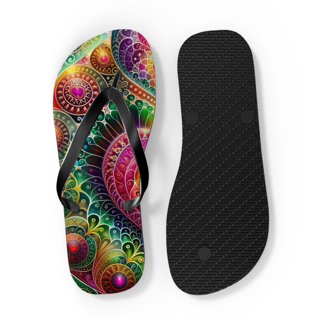 Kaleidoscopic Heart Symphony - Flip Flops - Shoes - g(0D·IO) - XL - Black sole -