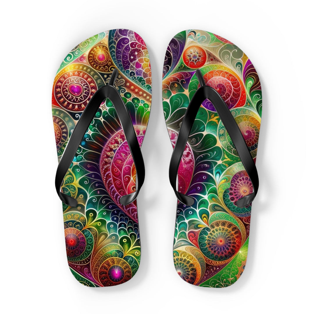 Kaleidoscopic Heart Symphony - Flip Flops - Shoes - g(0D·IO) - XL - Black sole -