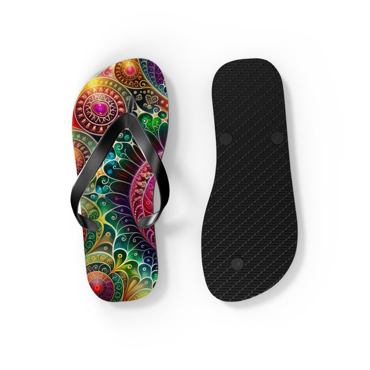Kaleidoscopic Heart Symphony - Flip Flops - Shoes - g(0D·IO) - XL - Black sole -